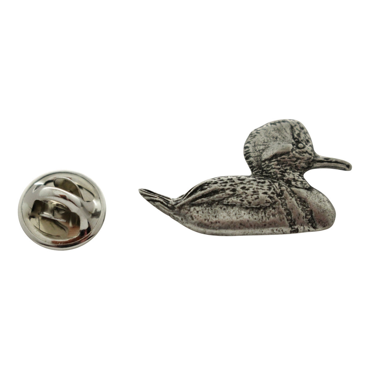 Hooded Merganser Pin ~ Antiqued Pewter ~ Lapel Pin ~ Sarah's Treats & Treasures